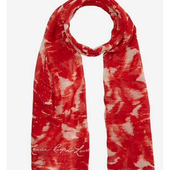Lauren Ralph Lauren Summer Palm Wrap Style Scarf in Red - Picture 1 of 5